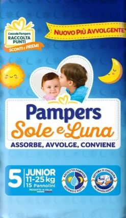 Pampers Sole e Luna Pannolini Taglia 5 Junior (11-25 kg) 15 Pezzi