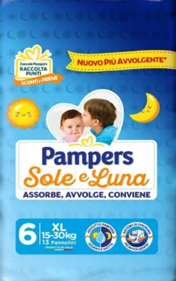 Pampers Sole Luna Pannolini Taglia 6 XL (15-30 kg) 13 Pezzi