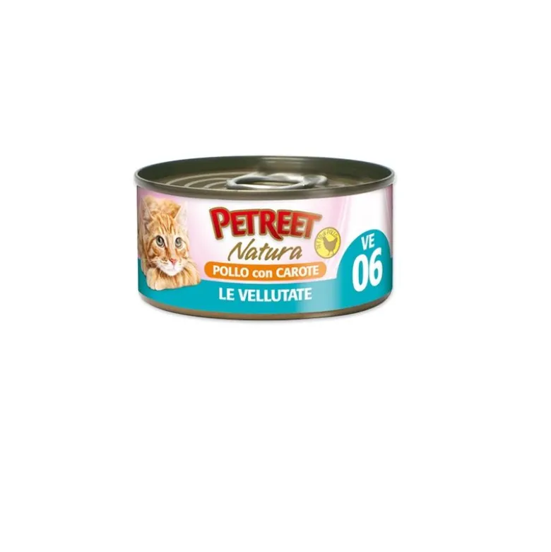 Petreet Natura Le Vellutate Pollo con Carote alimento umido per gatti adulti 70g
