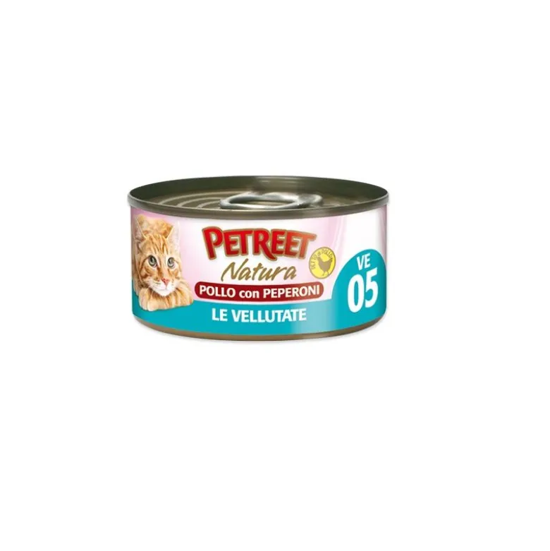 Petreet Natura Le Vellutate Pollo con Peperoni alimento umido per gatti adulti 70g