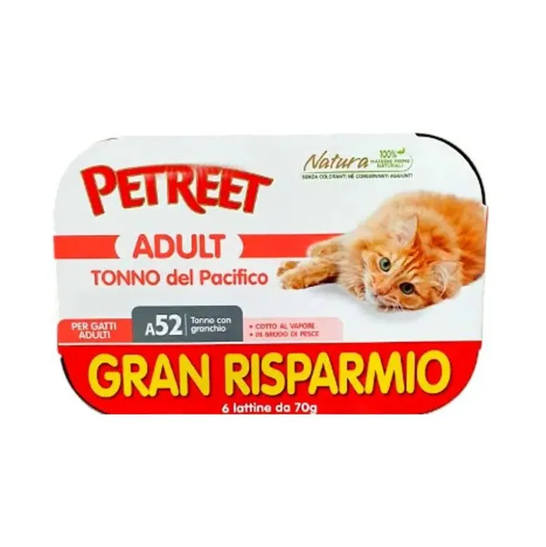 Petreet Tonno Del Pacifico Con Granchio Cibo Umido Gatto Adulto 6x70g