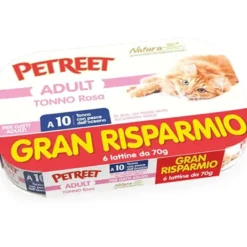 Petreet Tonno Rosa Con Pesce Oceano Cibo Umido Gatto Adulto 6x70g