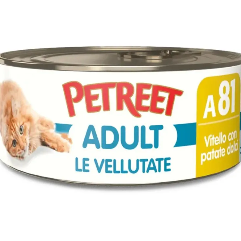 Petreet Vellutate Vitello Con Patate Dolci Cibo Umido Gatto Adulto Barattolo 70g