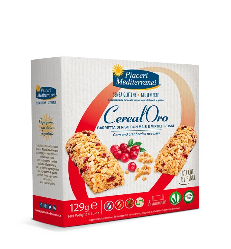 Piaceri Mediterranei CerealOro Barretta Riso Mais Mirtilli Rossi 6 Pezzi