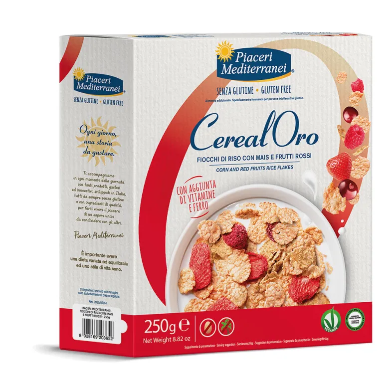 Piaceri Mediterranei Cereal Oro Fiocchi di Riso e Frutti Rossi Senza Glutine 250g