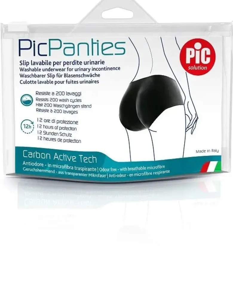 PicPanties Slip Lavabile per Perdite Urinarie Donna Livello 2 Nero Taglia XXL