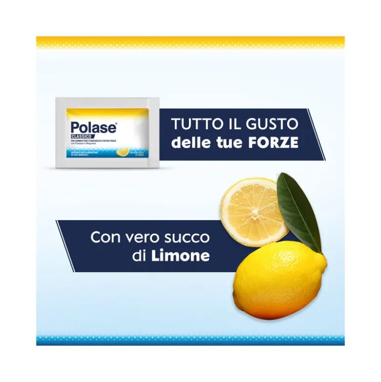 Polase Classico Magnesio E Potassio Integratore Alimentare Sali Minerali Gusto Limone 24 Bustine
