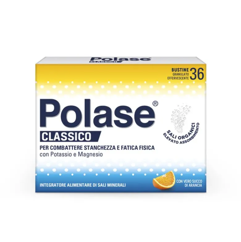 Polase Classico Magnesio E Potassio Integratore Alimentare Sali Minerali Gusto Arancia 36 Bustine
