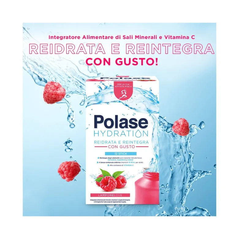 Polase Hydration Integratore Alimentare Magnesio E Potassio Sali Minerali Vitamina C Lampone 12 Stic
