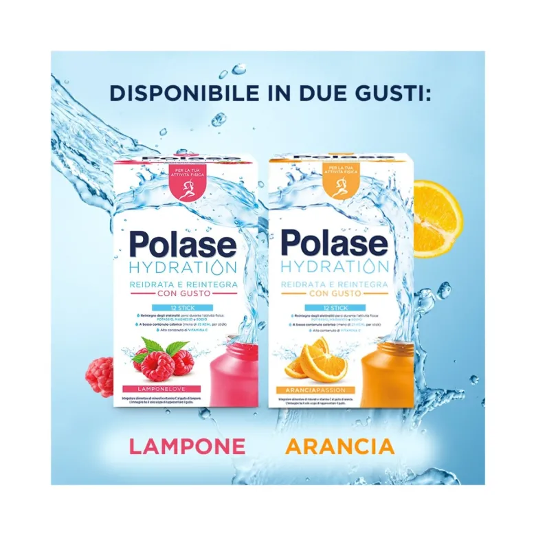 Polase Hydration Integratore Alimentare Magnesio E Potassio Sali Minerali Vitamina C Lampone 12 Stic