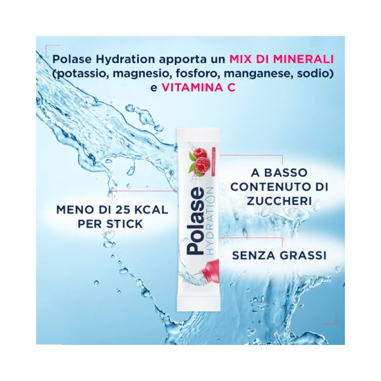 Polase Hydration Integratore Alimentare Magnesio E Potassio Sali Minerali Vitamina C Lampone 12 Stic
