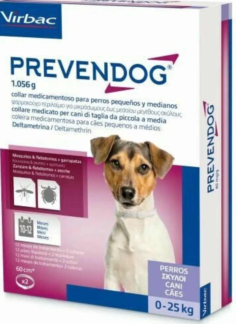 Prevendog 2 Collari Medicati 26,4g (60cm) Cani Taglia Piccola/Media 0-25kg