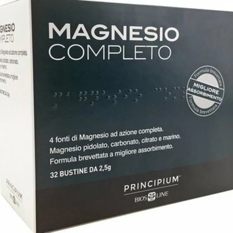 Principium Magnesio Completo utile al sistema nervoso e alla funzione muscolare 32 bustine