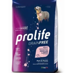 Prolife Dog Grain Free Sensitive Pork & Potato Cibo Secco Per Cani Adulti Taglia Media/Grande Sacco