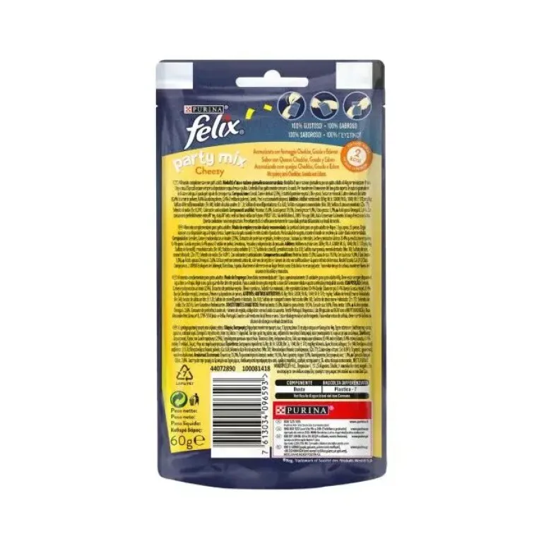 Purina Felix Party Mix Cheezy Ai Formaggi Snack Gatti Adulti Busta 60g