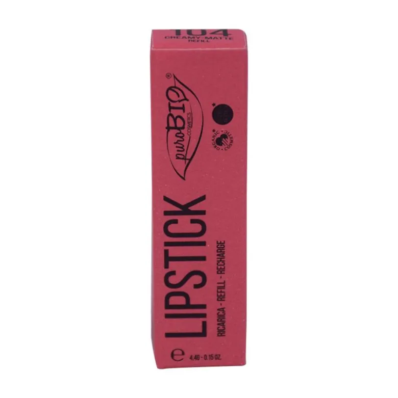 PuroBio Creamy Matte Lipstick ricarica rossetto semi opaco n.104 Rosa Pesca