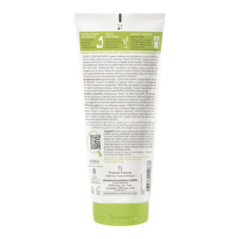 Questa Crema emolliente “anti-grattage”, lenisce la sensazione di prurito*, attenua gli arrossamenti della pelle secca a tendenza atopica e riduce la secchezza cutanea, riequilibrando il microbioma pelle.