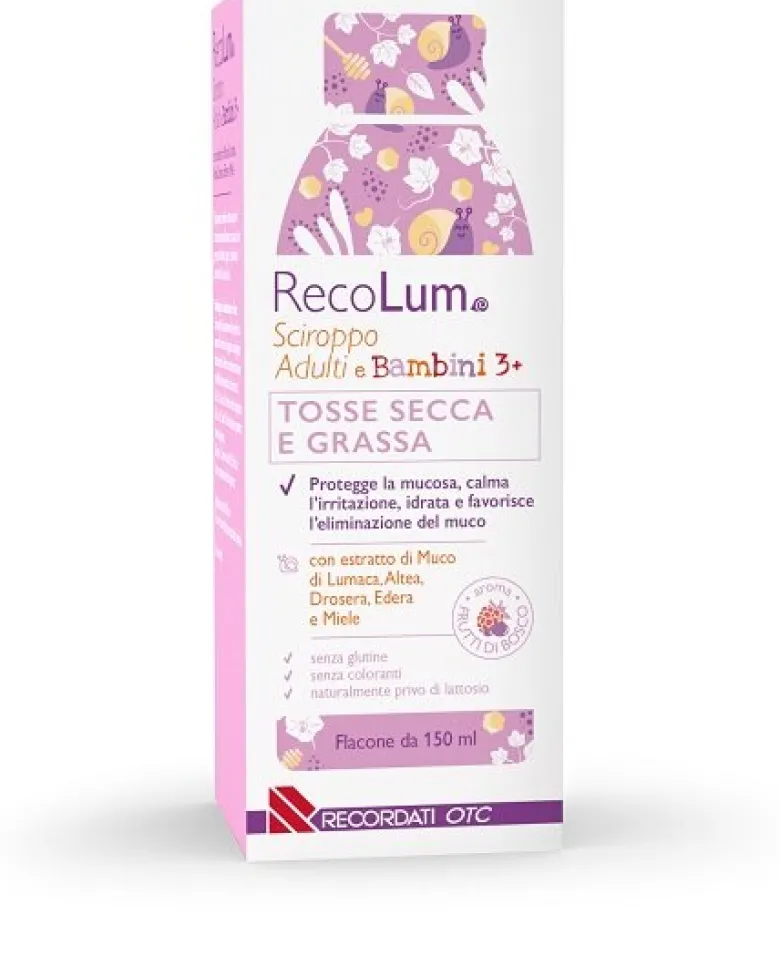 RecoLum Sciroppo Tosse Secca e Grassa 150ml Adulti e Bambini 3+