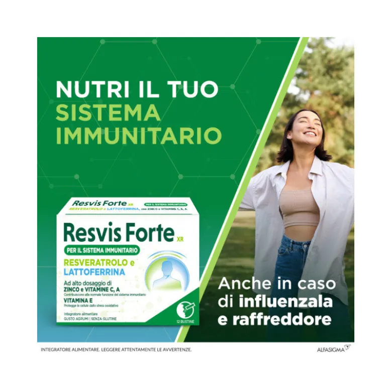 Resvis Forte XR integratore di Vitamine Resveratrolo e Lattoferrina 12 bustine