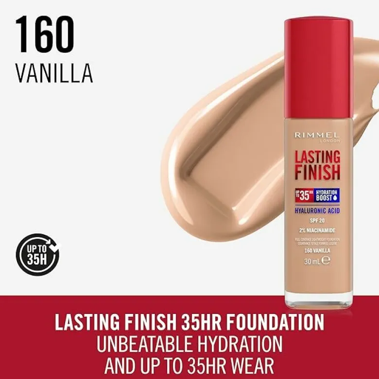 Rimmel Fondotinta Lasting Finish 35h Con Acido Ialuronico 160 Vanilla 30ml