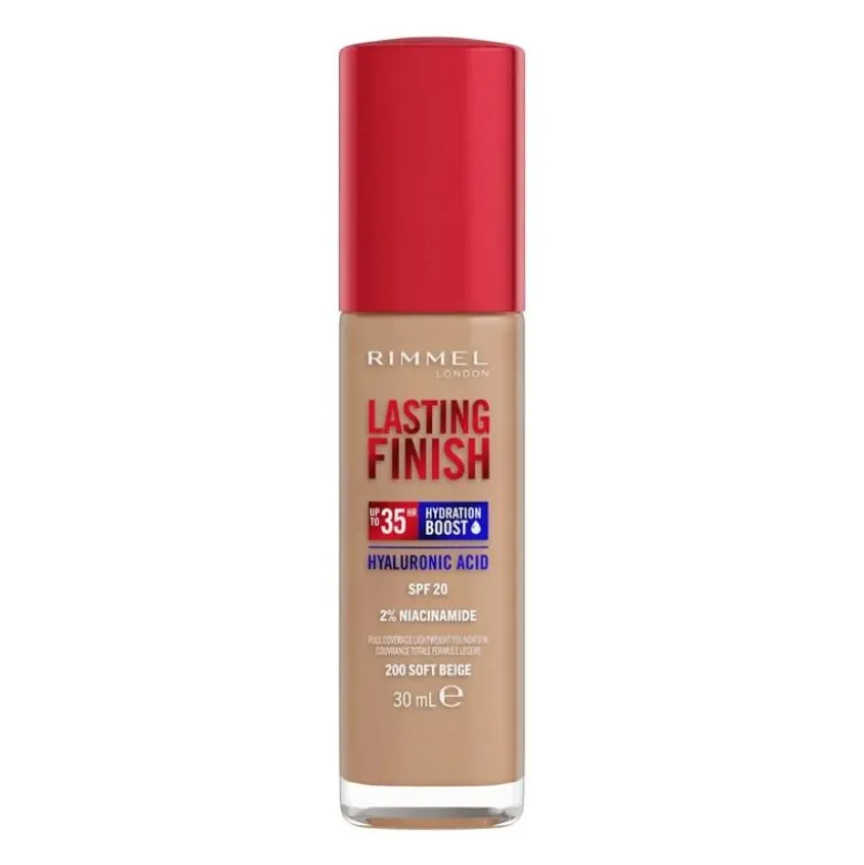 Rimmel Fondotinta Lasting Finish 35h Con Acido Ialuronico 200 Soft Beige 30ml