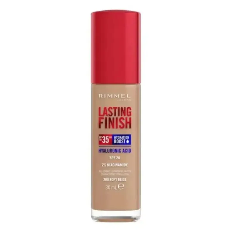 Rimmel Fondotinta Lasting Finish 35h Con Acido Ialuronico 200 Soft Beige 30ml