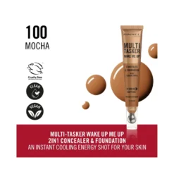 Rimmel Multi-tasker Wake Me Up Correttore & Fondotinta Formula Vegana 100 Mocha 20ml