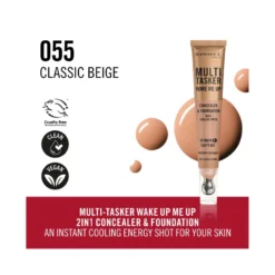 Rimmel Multi-tasker Wake Me Up Correttore & Fondotinta Formula Vegana 055 Classic Beige 20ml