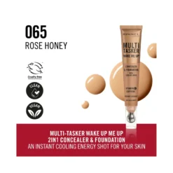 Rimmel Multi-tasker Wake Me Up Correttore & Fondotinta Formula Vegana 065 Rose Honey 20ml
