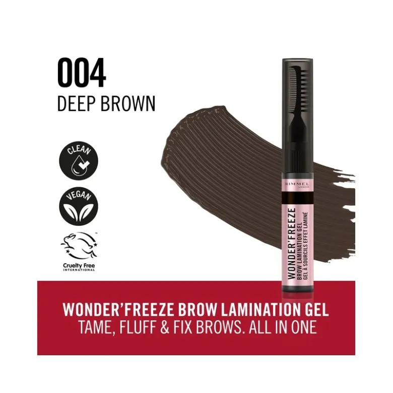 Rimmel Wonder Freeze Brow Lamination Gel Cera Sopracciglia 004 Deep Brown 6g