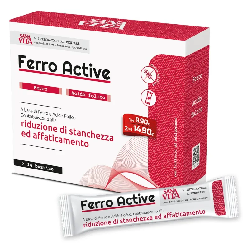 Sanavita Ferro Active per la riduzione di stanchezza e affaticamento 14 bustine