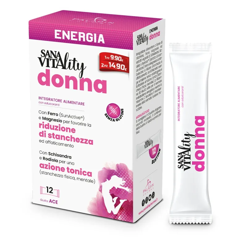 Sanavitality Donna integratore alimentare per ridurre la stanchezza gusto ACE 12 stick