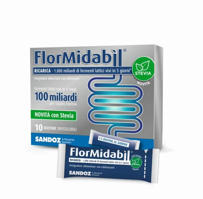 Sandoz Flormidabil Ricarica 1000 Fermenti Lattici con Stevia 10 bustine orosolubili