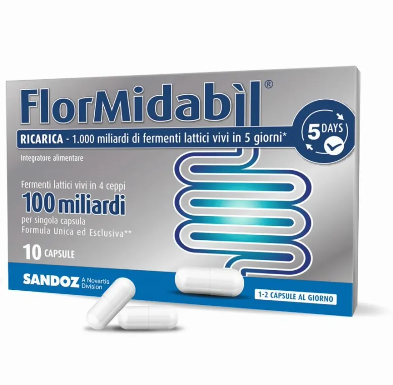 Sandoz Flormidabil Ricarica integratore alimentare di fermenti lattici 100 miliardi 10 capsule
