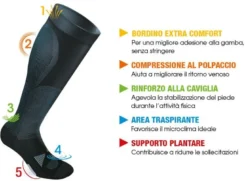 Sauber Sport Calza Unisex a Compressione Colore Arancio-Bianco Taglia S