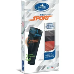 Sauber Sport Gambale Unisex a Compressione colore Grigio-Rosso taglia S