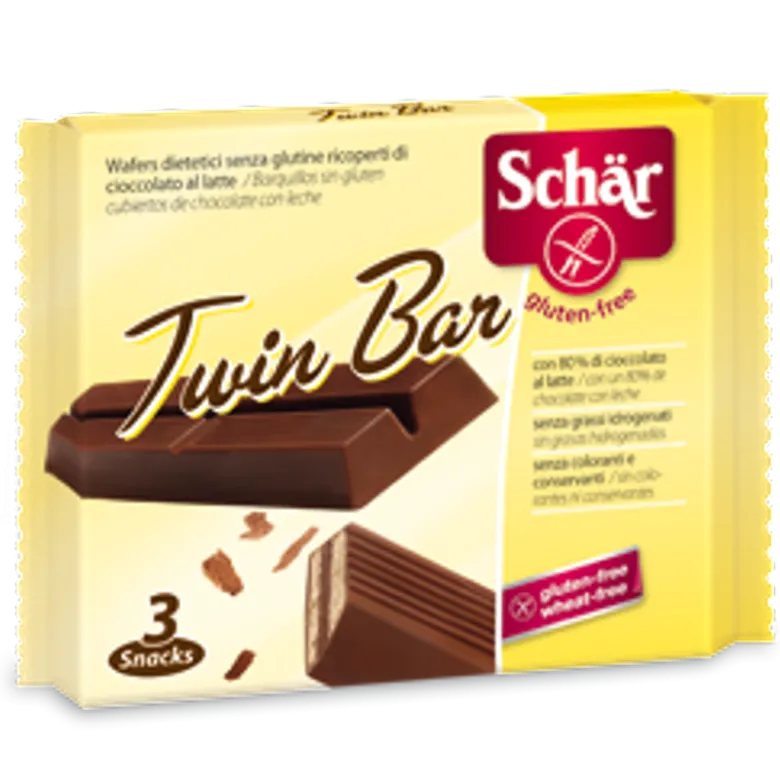 Schar Twin Bar wafers ricoperti di cioccolato al latte senza glutine 3x21,5g