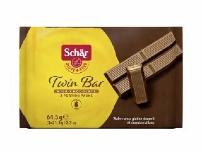 Schar Twin Bar wafers ricoperti di cioccolato al latte senza glutine 3x21,5g