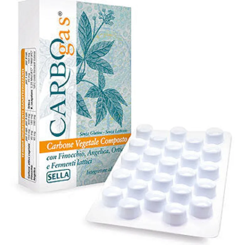 Sella Carbogas carbone vegetale composto per il benessere intestinale 50 compresse