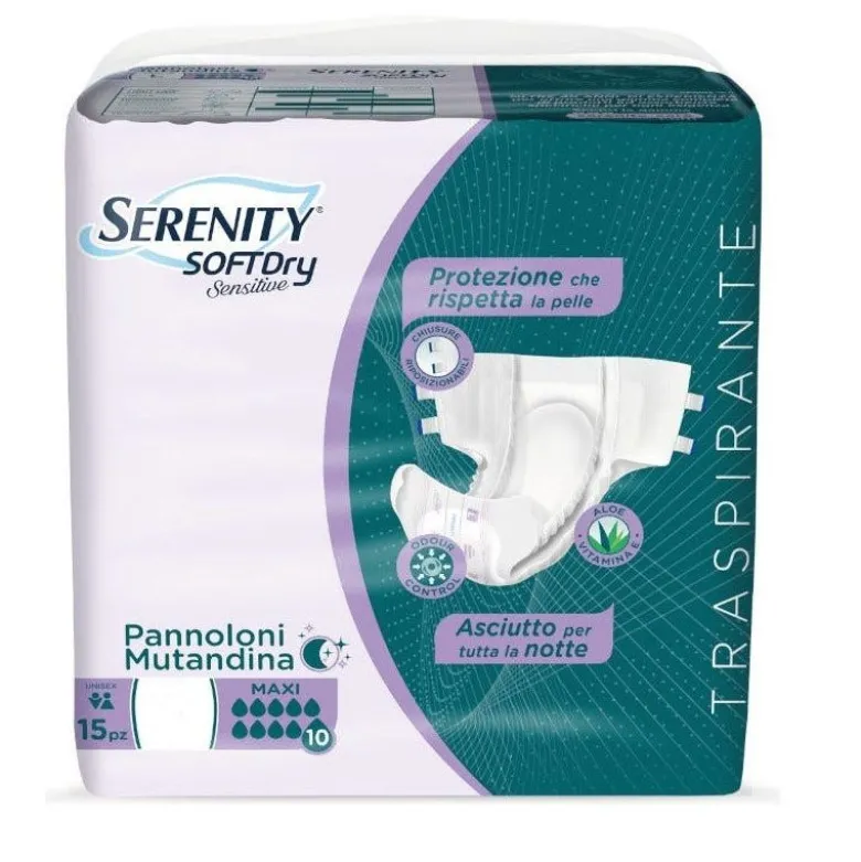 Serenity Soft Dry Sensitive Pannolone Mutandina Maxi Taglia M 15 Pezzi