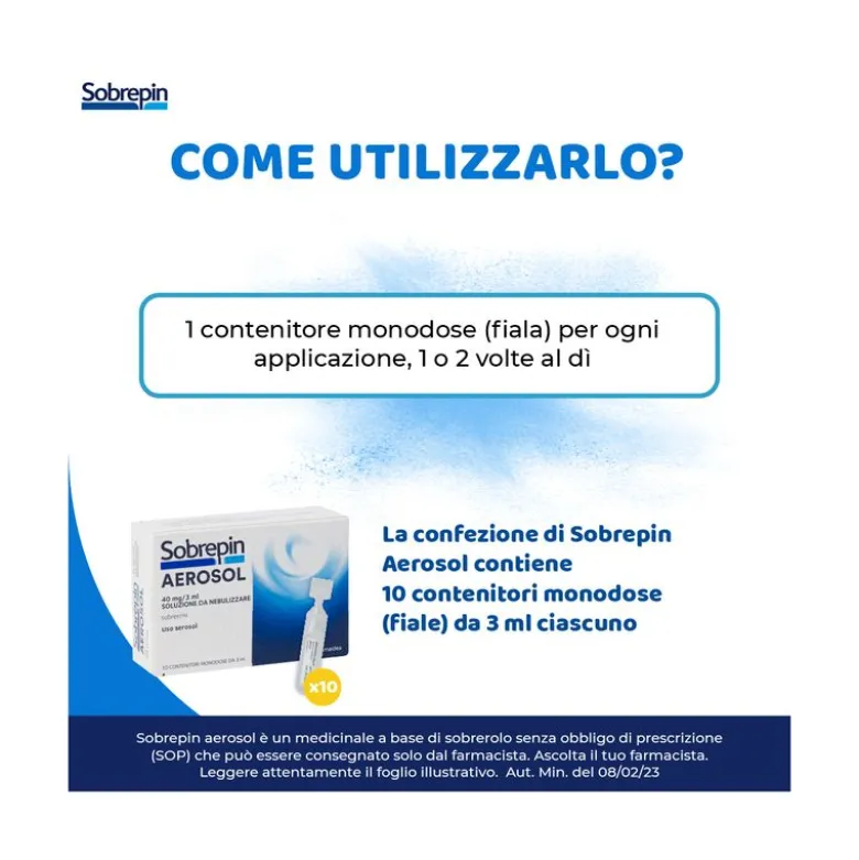 Sobrepin Aerosol 40mg/3ml soluzione da nebulizzare 10 contenitori monodose