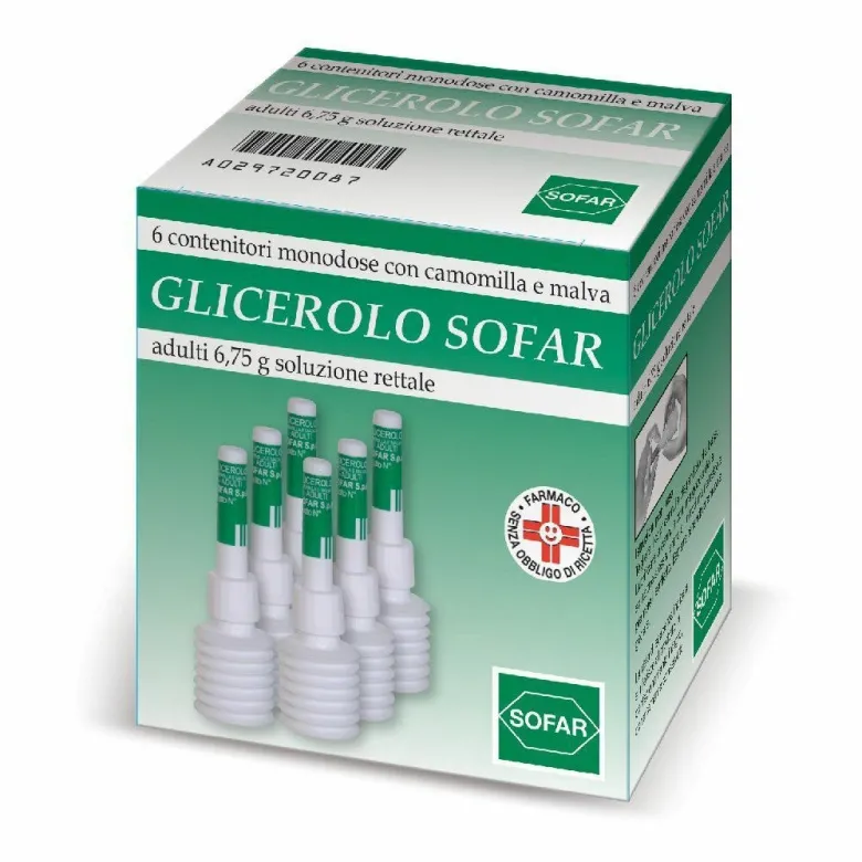 Sofar Glicerolo Soluzione rettale adulti monodose 6 contenitori da 6,75g
