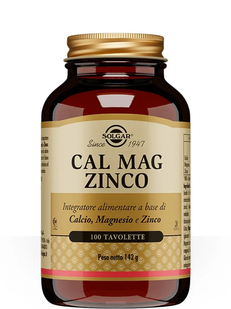 Solgar Cal Mag Zinco 100 Tavolette - Supporto Ossa e Sistema Immunitario