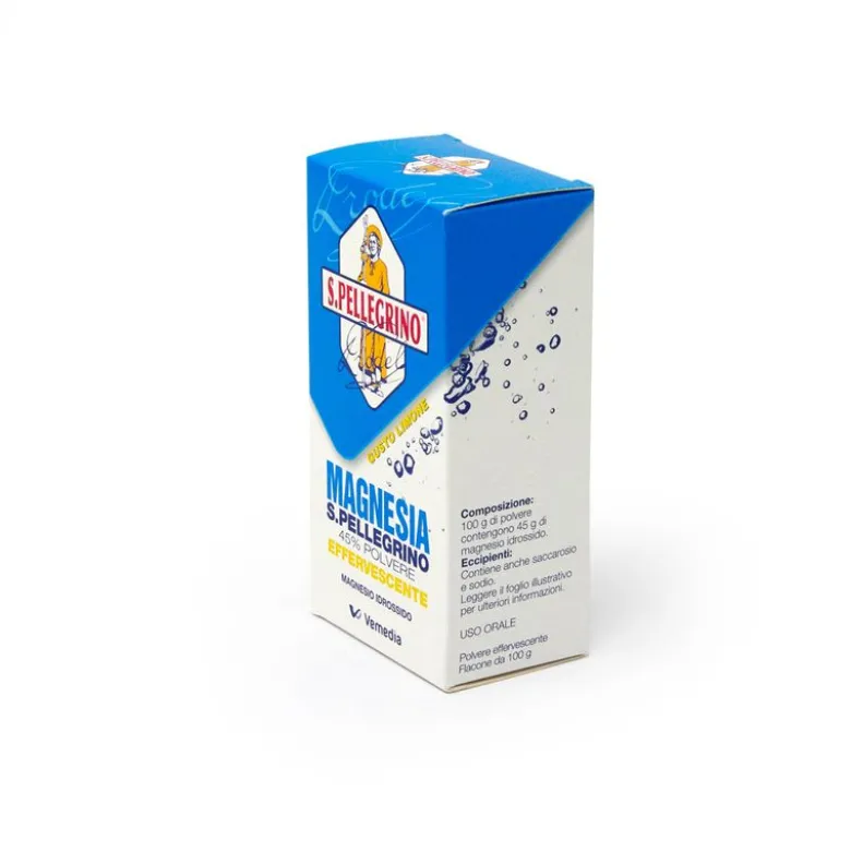 S.Pellegrino Magnesia stitichezza occasionale 45% polvere effervescente 100g gusto limone