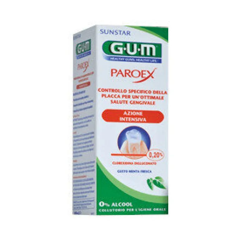 Sunstar GUM Paroex Collutorio Azione intensiva anti placca Gusto menta fresca 0% alcool 300 ml