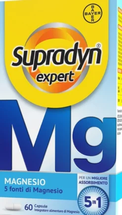 Supradyn Expert Magnesio Completo 5 Sali in 1 Tra cui Magnesio Bisglicinato Citrato Ossido 60 Capsule