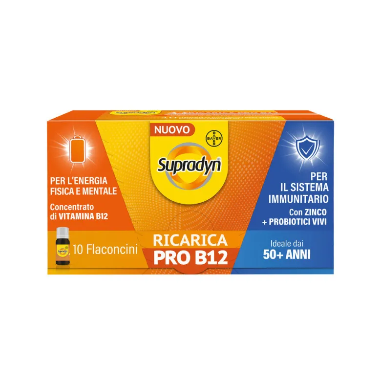 Supradyn Ricarica PRO B12 Integratore Adulti 50+ con Vitamina B12 e Zinco 10 Flaconcini