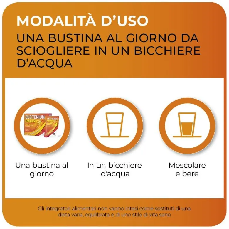 Sustenium Plus Intensive Formula energia e vitalità 12 bustine con succo d'arancia