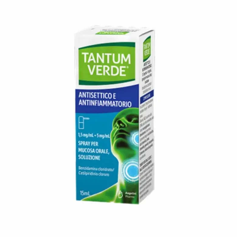 Tantum Verde Antisettico E Antinfiammatorio Spray Mucosa Orale 1 Flacone 15ml 1,5mg/ml+5 mg/ml