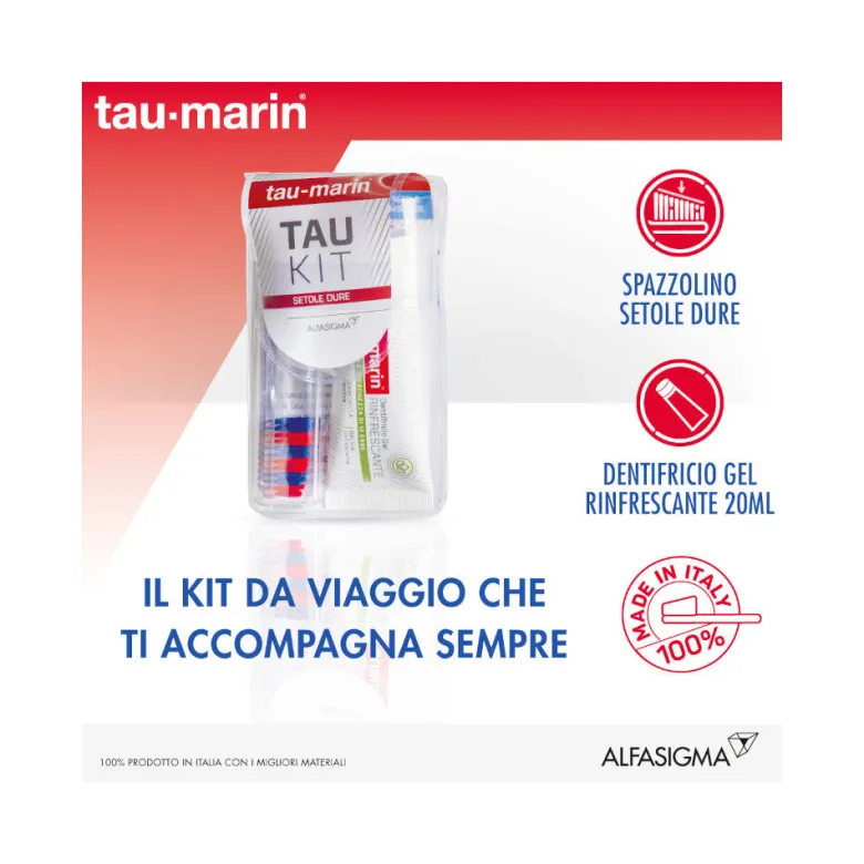 Tau-Marin Tau Kit Spazzolino e Dentifricio setole rosse e blu 20ml